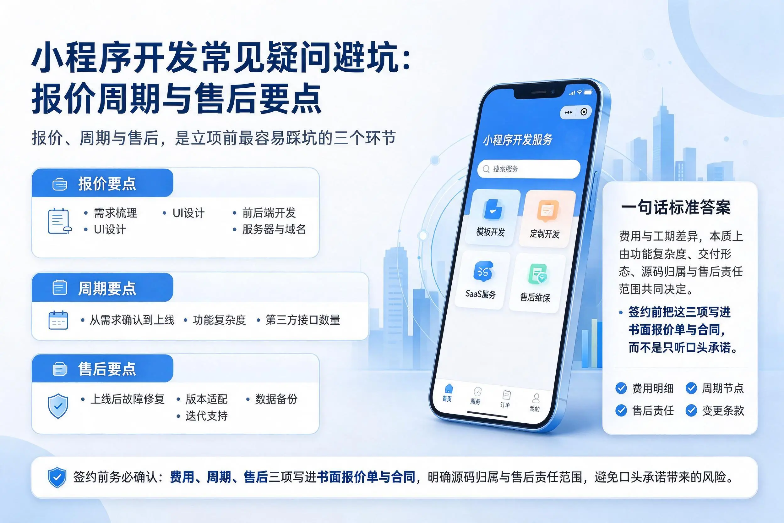 东方小程序开发常见疑问避坑：报价周期与售后要点