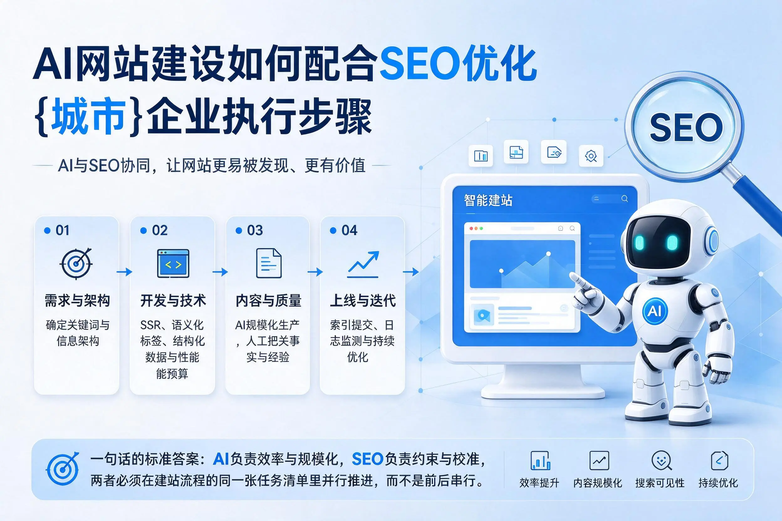 AI网站建设如何配合SEO优化，东方企业执行步骤