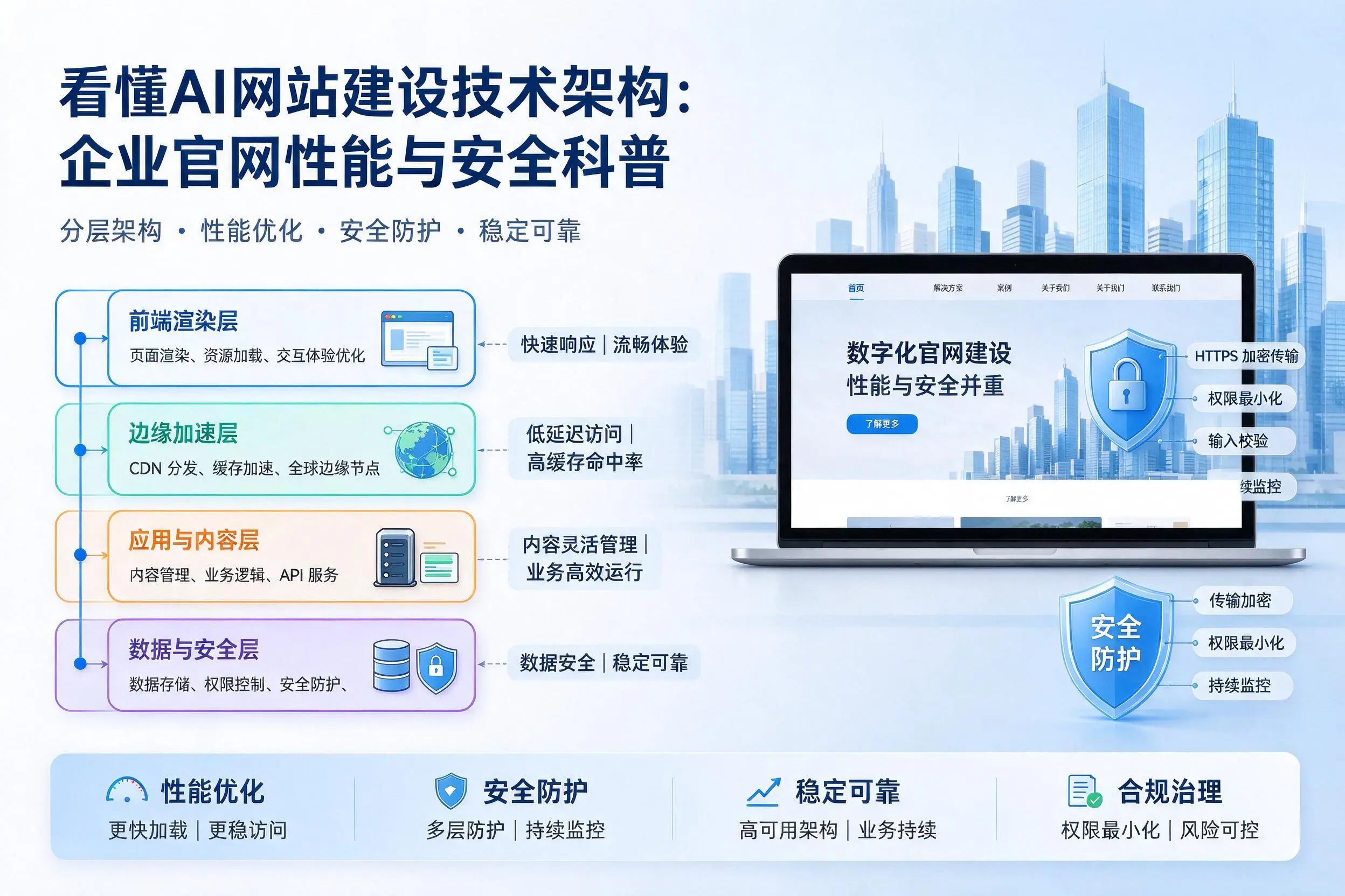 看懂AI网站建设技术架构：东方企业官网性能与安全科普